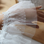 13厘米宽白色水溶蕾丝网纱褶皱花边服装婚纱娃衣辅料毛衣袖口加宽
