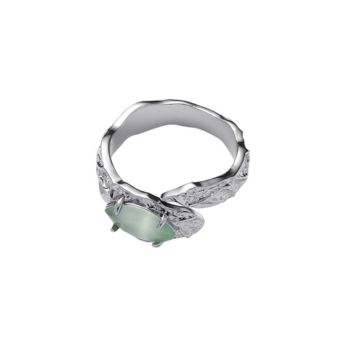 Original Cat's Eye Stone Couple's Ring Neutral Style Unique Design High-End Finger Ring Open Ring Joint Ring Trendy