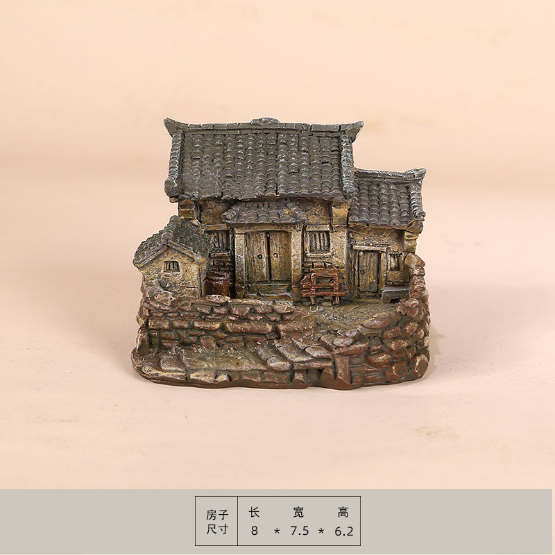 田园迷你小房子树脂摆件桌面茶几车载装饰花盆盆栽造景装饰小礼物|undefined