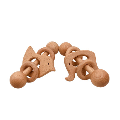 Beech Cartoon animal Molar toy Bell baby Appease Molar stick baby Bite bite Appease toy