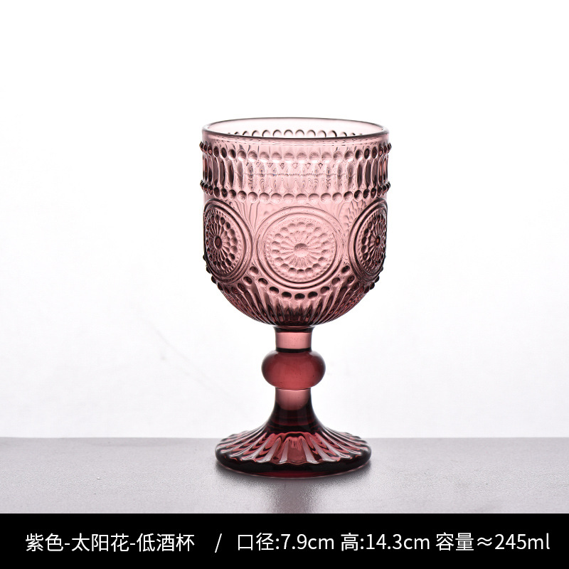 Copa de rayas verticales de vidrio retro europeo, copa de vino tinto, copa de postre alto de helado, copa de vino de frutas de uva de champán casero