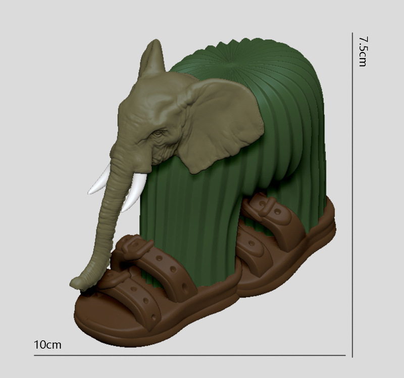 人気のトララレロ トララ外国山海経 牛と象の融合怪獣 3Dプリントオーナメントフィギュア|undefined