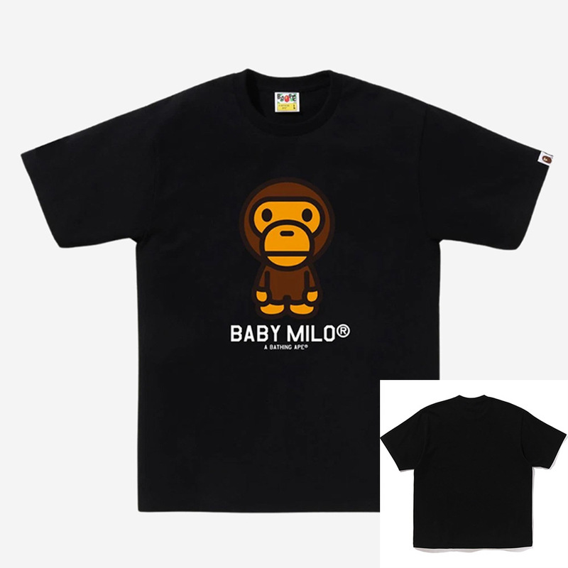APE Ape トレンドブランド 外国貿易 ヘビーウェイト ピュアコットン ラウンドプリント ユニセックス ゆったり プレミアム 半袖 Tシャツ 25SS|undefined
