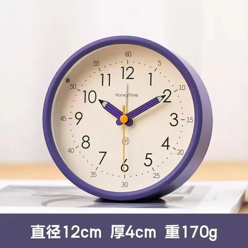 桌面静音小台钟卧室起床神器台式闹钟儿童专用时钟学生用床头钟表|undefined