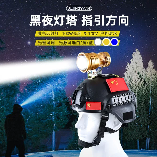12v headlamp Zoom laser monitor LED strong light long-range white light yellow light 9-100V outdoor waterproof headlamp