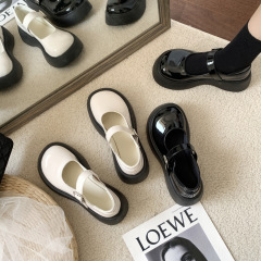 2024 New British Style Small Leather Shoes Women's French Girly Pig Kidney Shoes Thick Sole Sweet Cool Mary Jane Shoes JK Single Shoes