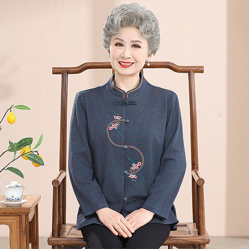 Jianxi пожилая весенняя рубашка с длинными рукавами Tang пальто пожилая мама весна и лето рубашка тонкая куртка бабушка одежда