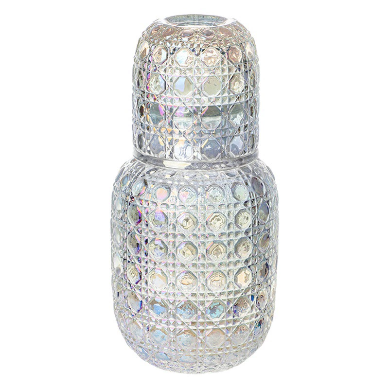 Зеленый классический европейский стиль винтажный тисненый узор с драгоценными камнями большой емкости стеклянный чайник для прохладной воды бытовой Набор чашек для сока