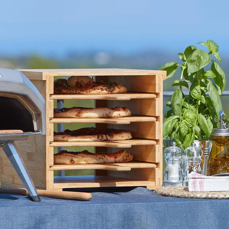 Tablero de pizza de bambú soporte de almacenamiento hogar multifuncional tabla de cortar de bambú cajón tabla de cortar soporte tabla de cortar de Bambú