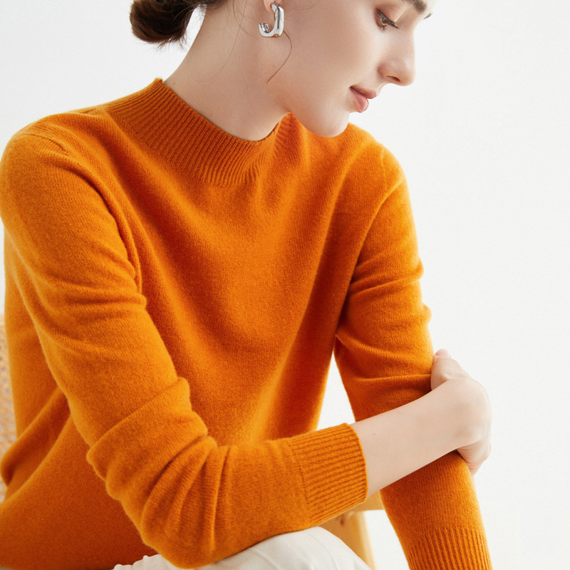 High-End Ready-To-Wear Half-Turtleneck Wool Sweater for Women, Autumn and Winter Seamless Knitwear with a Soft, Misty Feel, Suitable as an Inner Layer High-End Ready-To-Wear Half-Turtleneck Wool Sweater for Women, Autumn and Winter Seamless Knitwear with a Soft, Misty Feel, Suitable as an Inner Layer
