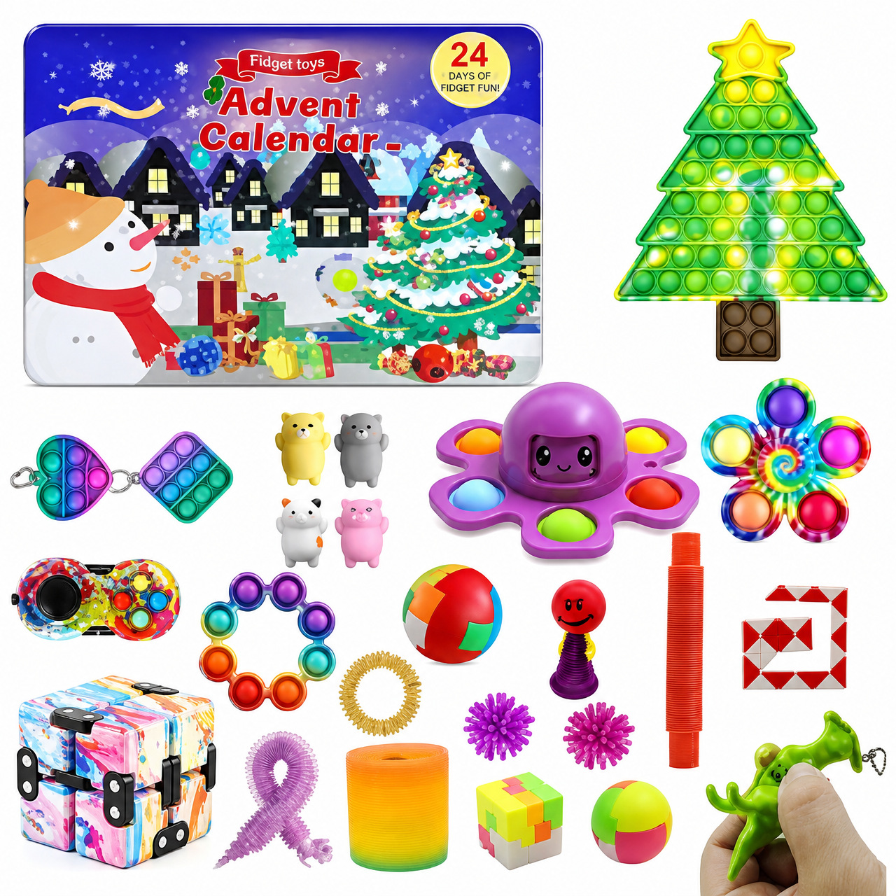 Caja ciega de Navidad transfronteriza descompresión de regalo de Fiesta infantil DIY mano lágrima Calendario de Cuenta regresiva caja ciega juguetes de Navidad