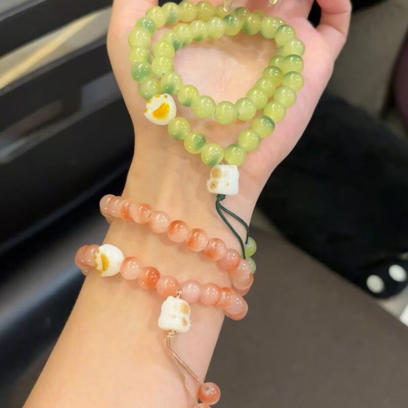 双圈可爱猫爪琉璃手串学生绕指柔文玩手链甜美高颜值情侣闺蜜手链|undefined