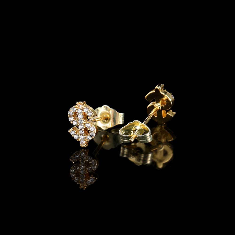 Copper earrings hip-hop style with zircon