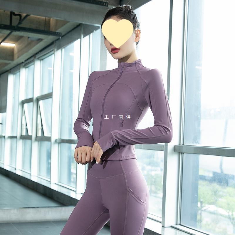 요가 의류 여성의 가을과 겨울 새로운 패션 아침 실행 빠른 건조 코트 긴 소매 전문 아침 실행 스포츠 피트니스 의류 세트