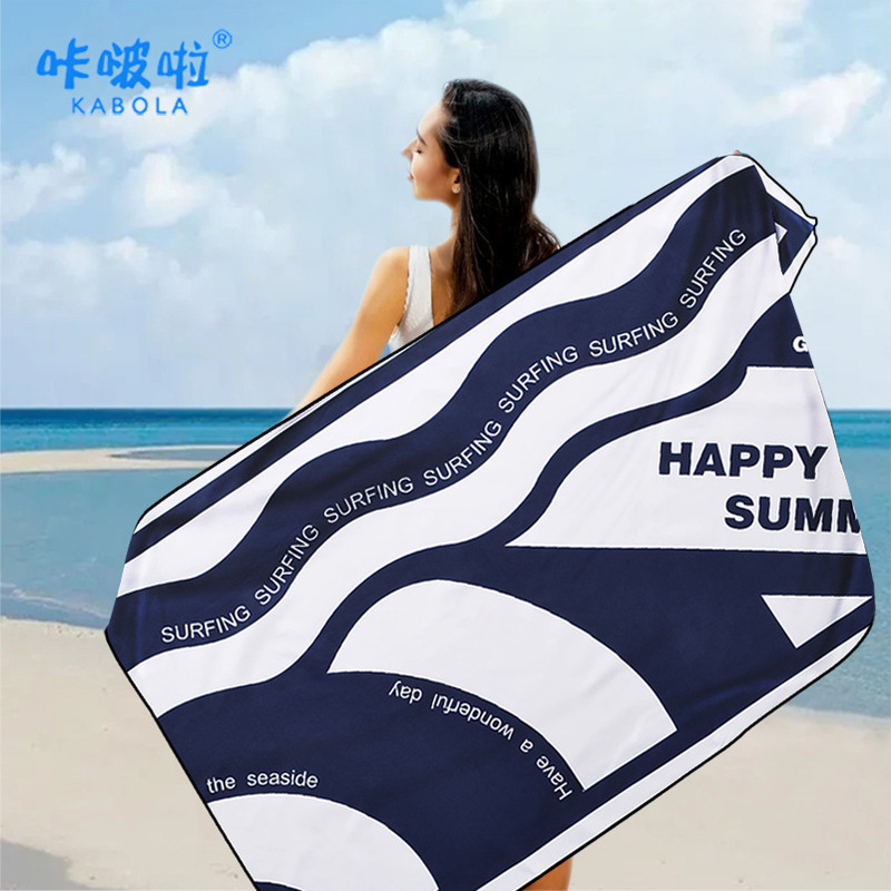 Cross-Border Quick-Drying Water-Absorbent Sunscreen Beach Towel Adult Swimming Bath Towel Hot Spring Bathrobe Yoga Sports Towel Printing