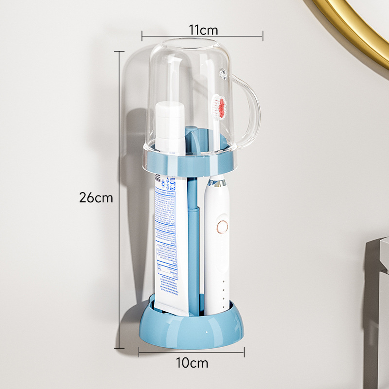 Wall Mounted Toothbrush Cup Holder Set For Bathroom Storage_voghion.com