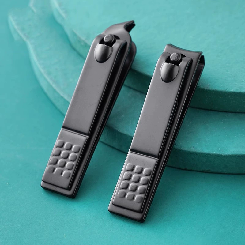 Черные кусачки для ногтей из нержавеющей стали, ножницы для ногтей, маникюрные инструменты, ножницы для ногтей с защитой от брызг, косые кусачки для ногтей с прямым ртом