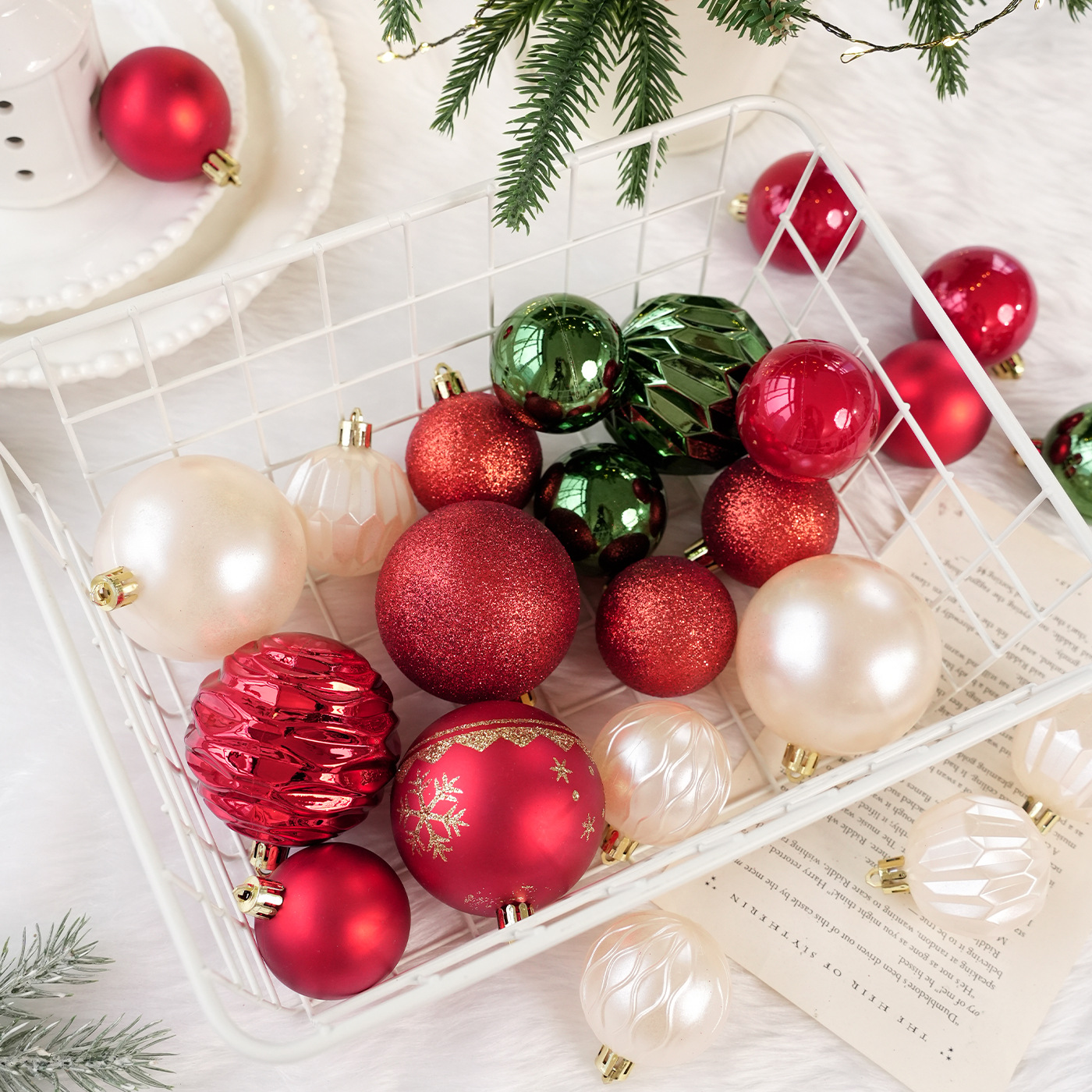 Nuevos productos Bolas de Navidad caja de polvo de polvo adhesivo de polvo de polvo de plástico colgante de árbol de Navidad decoración de escena image 1