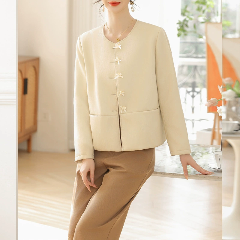 Мама одежда весенний белок PU куртка женский темперамент среднего возраста круглый воротник новый свободный повседневный топ кардиган короткий