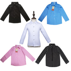 Boys' white long-sleeved pure cotton children's white shirt for spring and autumn performance, small children, primary school students, school uniform base shirt