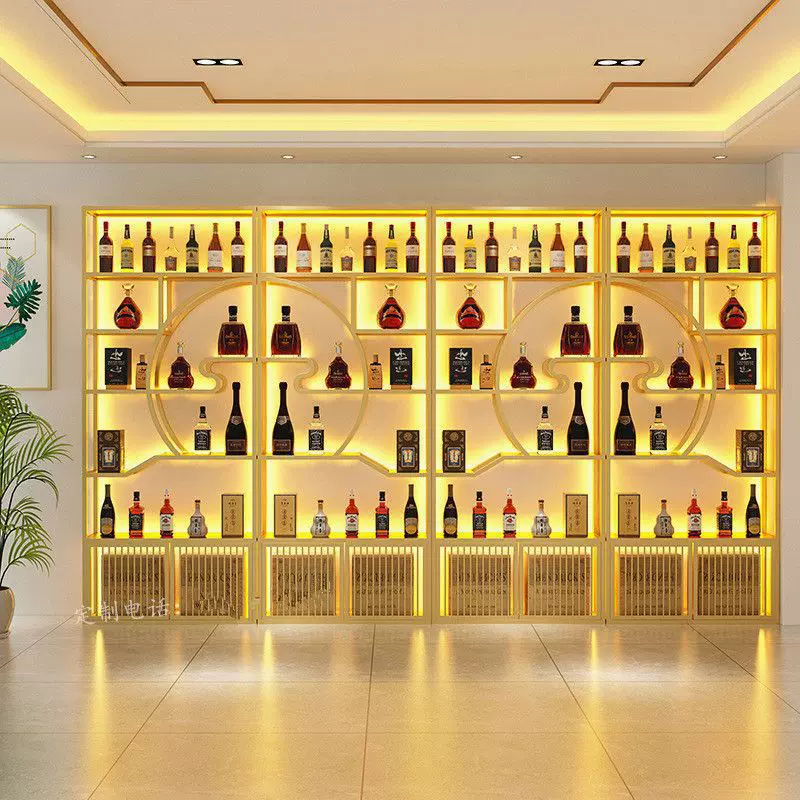 酒庄红酒柜铁艺酒架烟酒柜展示架落地白酒展示柜靠墙葡萄酒架商用