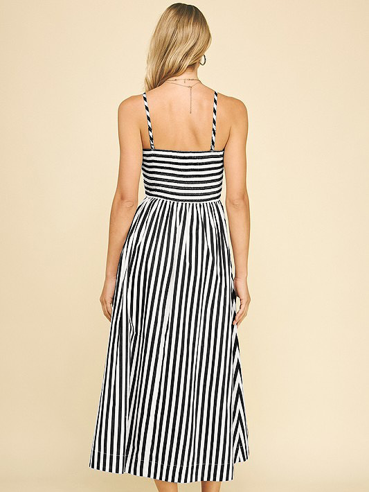 Women's Clothing Striped Maxi Dress With Pockets – Lightweight Resort Wear For Summer, American Style"​​_ecoleips.com
