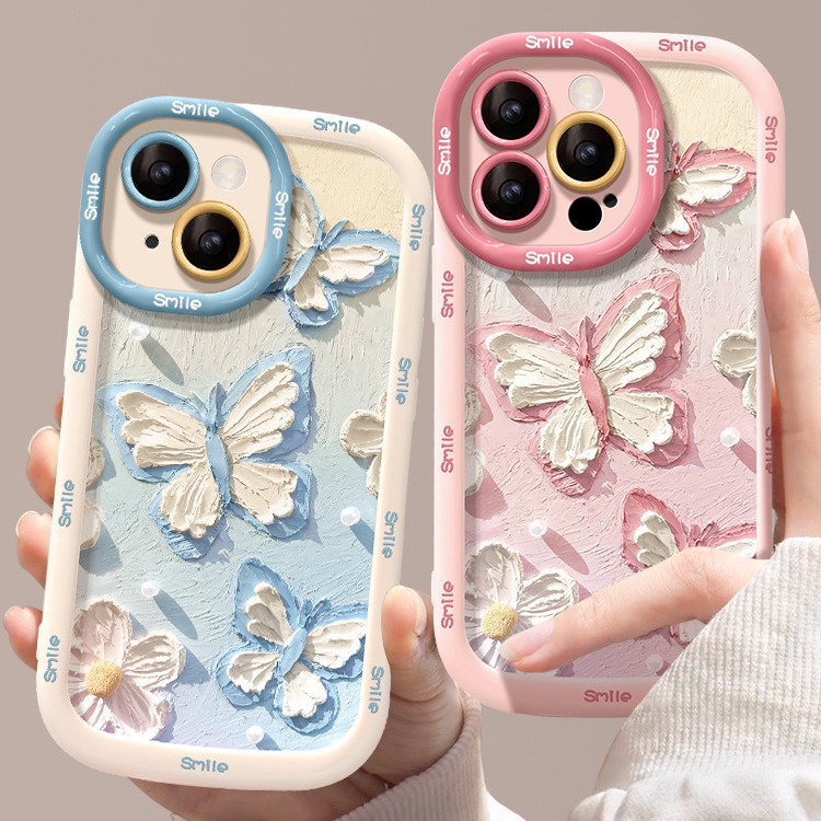 唯美油画蝴蝶适用苹果13promax手机壳iphone11/12液体硅胶17全包