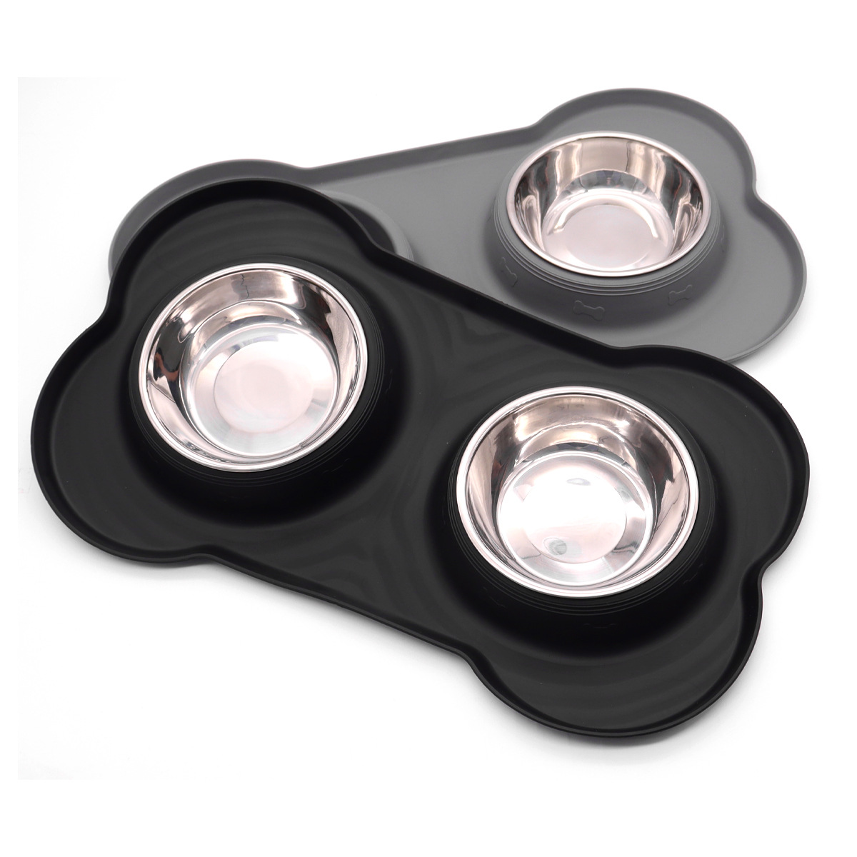 Tazón para perros Tazón para perros Anti-volcado Tazón de arroz para perros de acero inoxidable Tazón doble Tazón para comida para perros 2 Tazón para beber Tazón para mascotas al por mayor