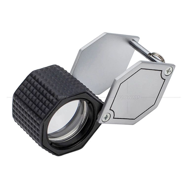 Стандартная 10-кратная Внешняя торговля Экспорт складная металлическая Лупа оптическая HD антикварные украшения идентификация кожаный чехол подарочная коробка