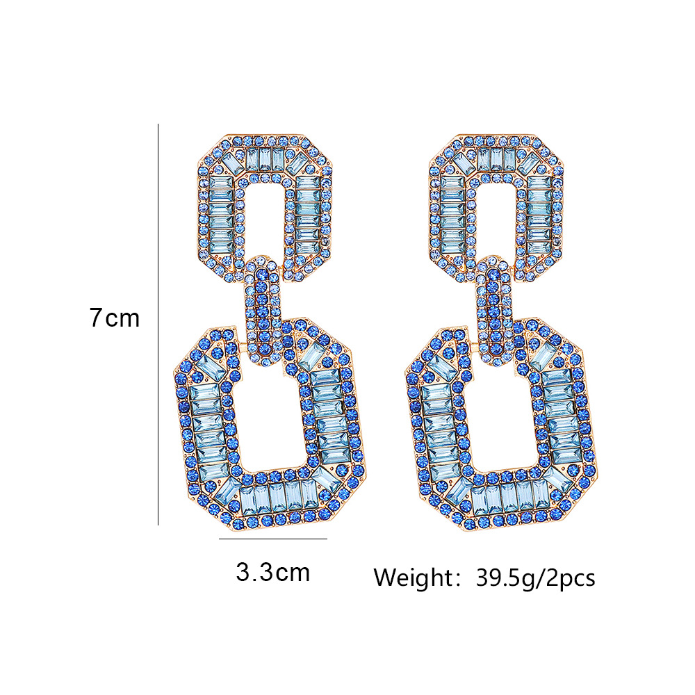 Fashion Square Alloy Rhinestones Women's Drop Earrings 1 Pair display picture 1