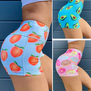 European and American Foreign trade high waist peach hip yoga shorts women's summer sports fitness training three-point hot pants dopamine color