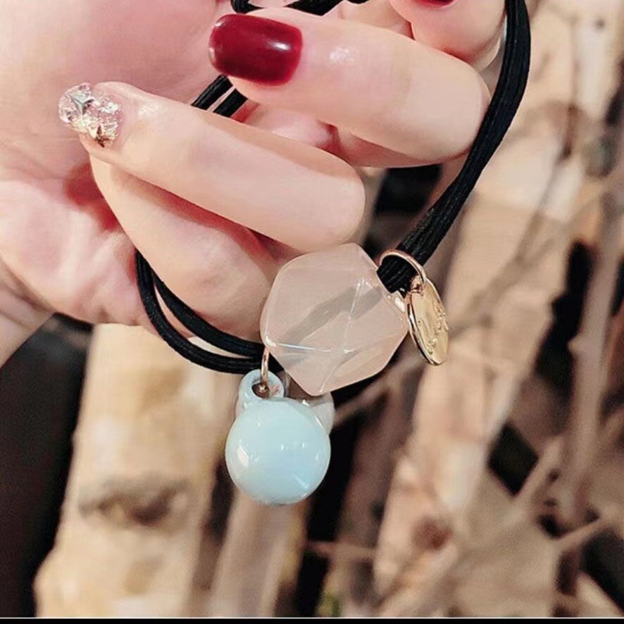 Elástico joyas de cabello de moda con frijoles frescos M anillo de cereza cuerda de cabello al por mayor de la banda de goma cabeza de 100 bolas de cabello rojo una variedad de alta elástica