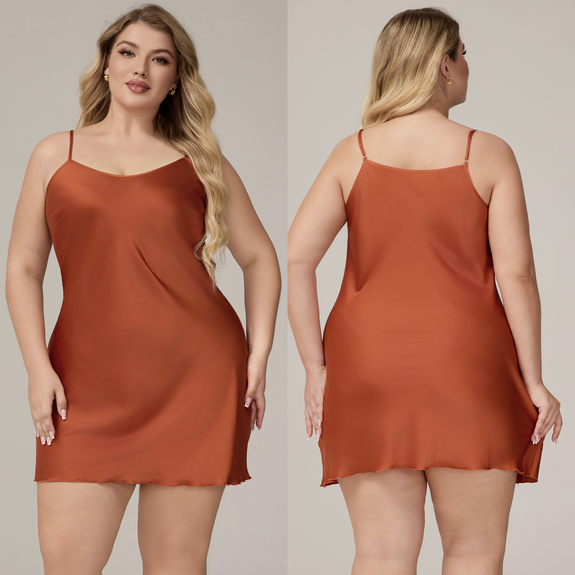 Yaoting tamaño grande MM simple satén chiffon pijama de mujer de verano esling pijama sexy ropa de hogar simple 3586