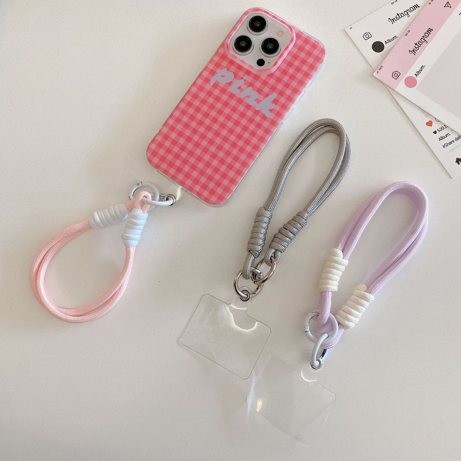 InsFeng nuevo tipo de colgante de color simple a prueba de pérdida de cuerdas de muñeca llaveras cuerdas tejidas a mano doble hebilla cuerdas de mano