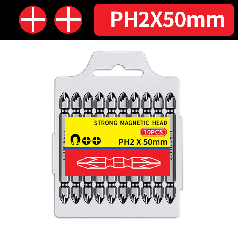 Puntas de destornillador genuinas en forma de cruz en una caja, acero de tungsteno magnético resistente, puntas de destornillador ultraresistentes, puntas planas y Phillips de doble propósito para taladros eléctricos y herramientas neumáticas.