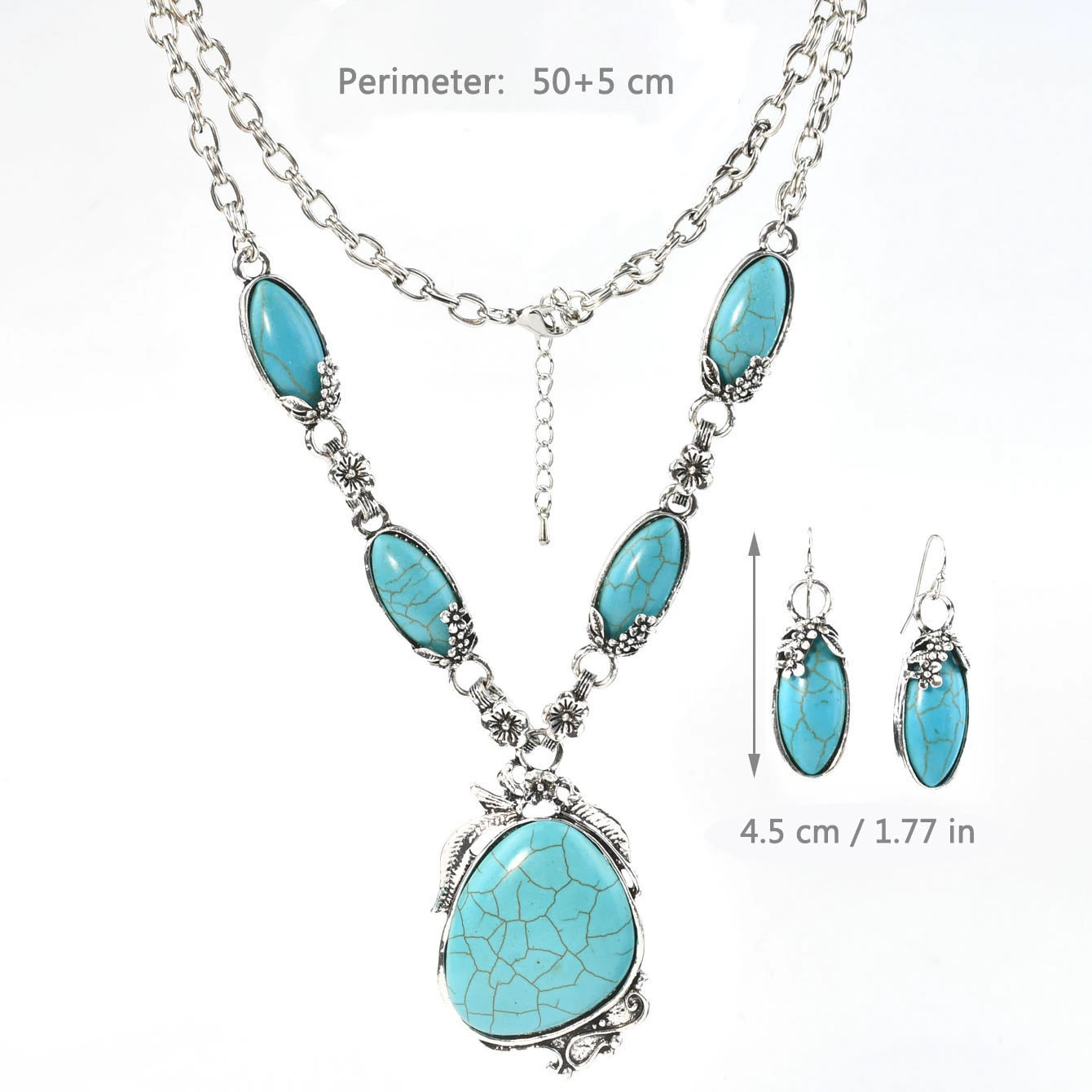 Turquoise jewelry, retro pendant, set, wholesale, European style