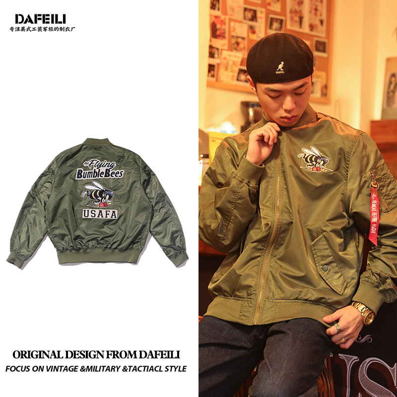 Spring and Autumn American vintage Jacket Antique vintage Bomber Jacket Baseball Suit US Navy Embroidered Men