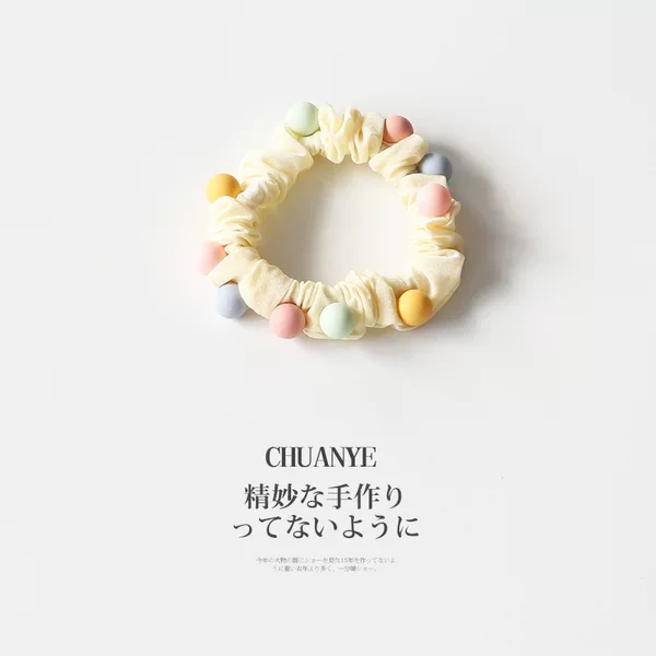 Candy-Colored Girl's Headband, Sweet and Cute Headband, Small Intestine Hair Band, Ball Hair Rope Leather Case, Korean Hair Accessories