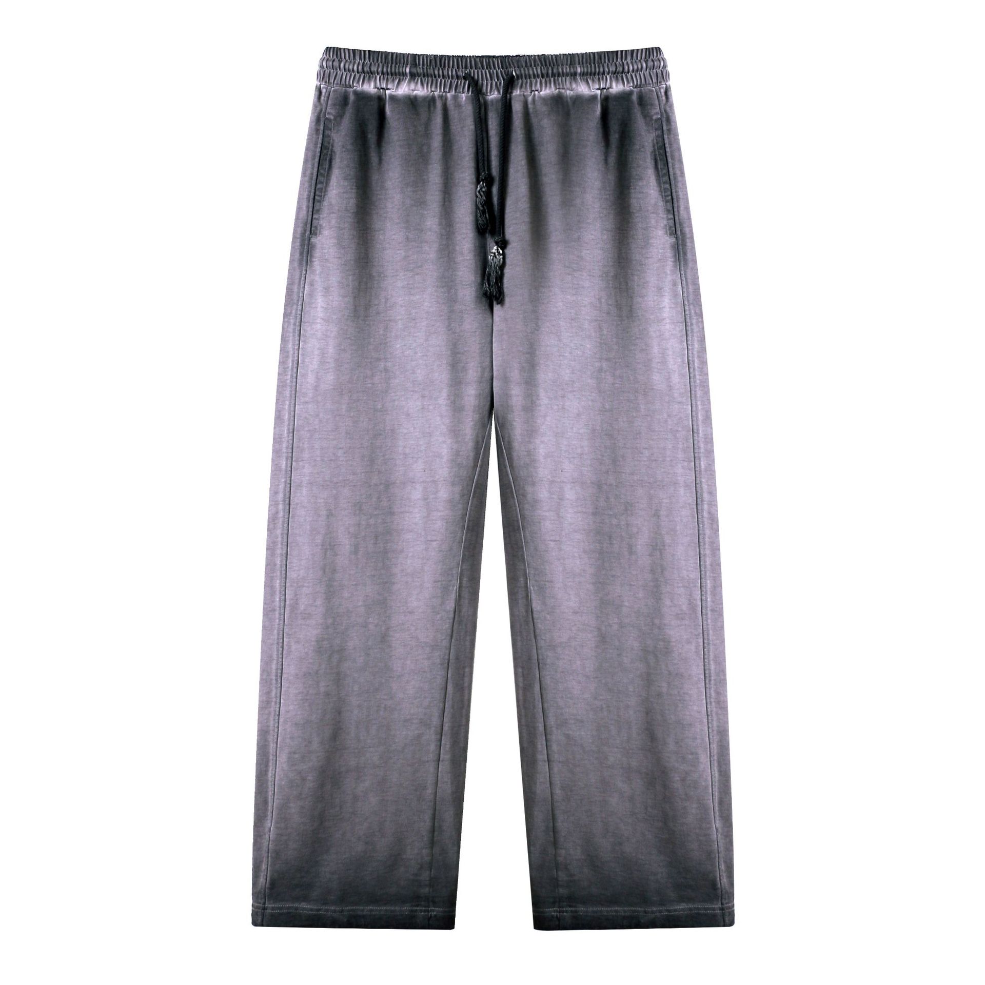 300G歐美炸街洗水做舊長褲休閒直筒寬鬆垂感純棉潮牌漸變運動衛褲