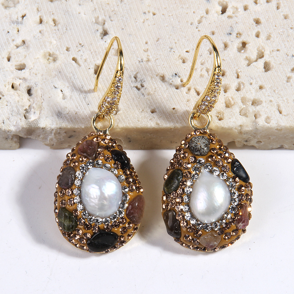 80g Weight Rhinestones Inlay Material Jewelry Set Classification Jewelry Set Quantity Holiday Occasion natural stone Material Geometric Pattern Women's Gender Inlay Design Vintage Style Style Vintage Style Geometric Natural Stone Rhinestones Jewelry Set In Bulk 4