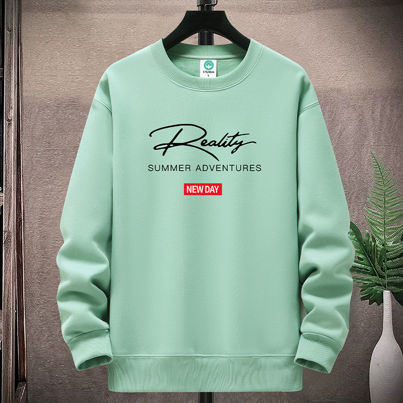 秋款纯棉卫衣宽松薄款圆领长袖春秋内搭男士新款潮流上衣外套百搭