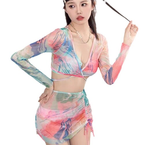 High-end Beach Vacation Dress-style Separate Swimwear  New Trend Fashion Long Sleeve Sun Protection Separate Women's Swimwear