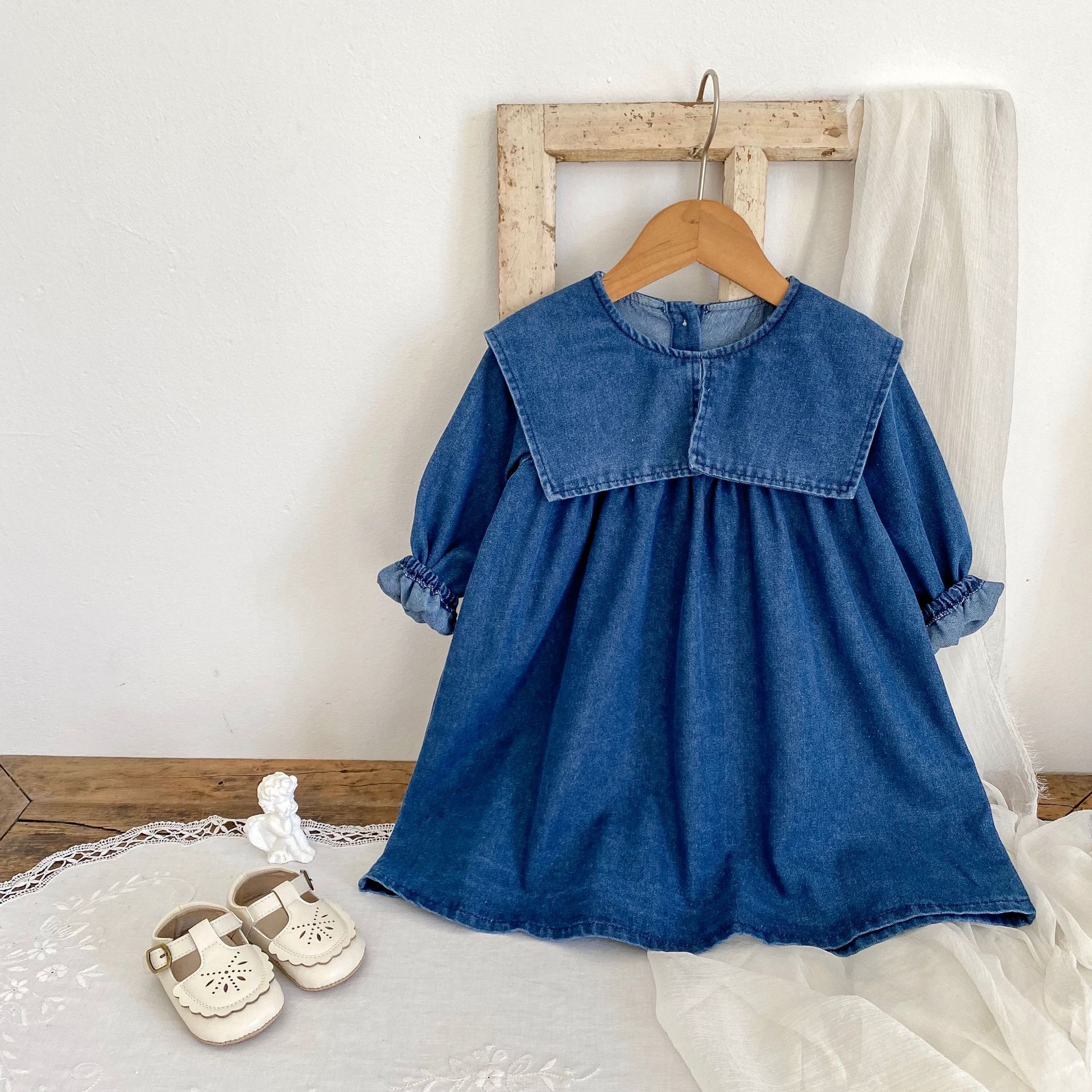 Jesenske kavbojke za dojenčke Ins2024, sestre, ljubke, nosijo velike reverje in krilo_voghion.com