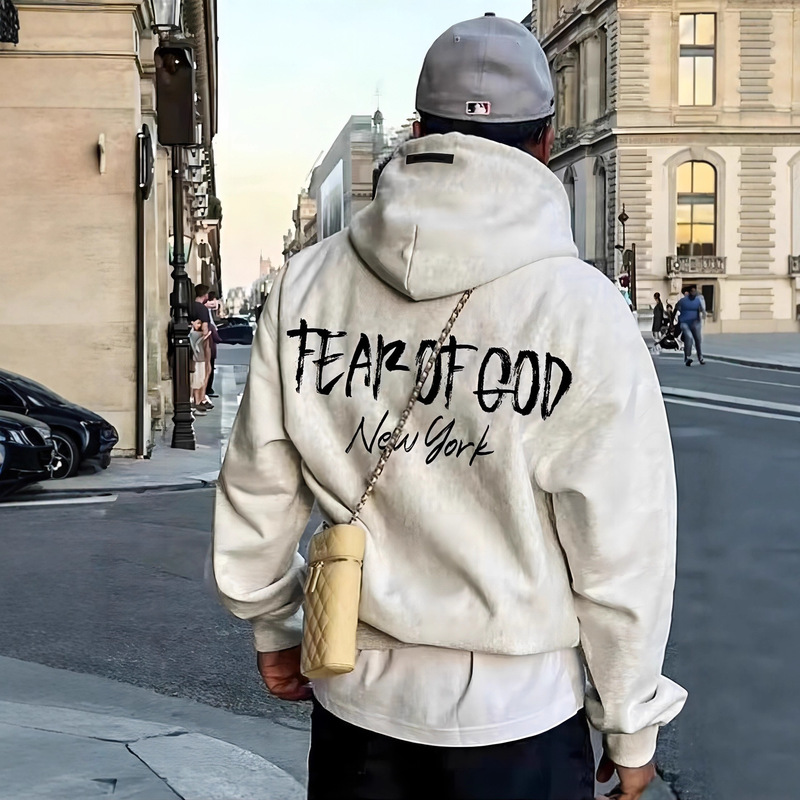 Customized Winter New Fog Multi-Thread Essentials Small Letter Printed Logo Pure Color Couple Hooded Sweatshirt Customized Winter New Fog Multi-Thread Essentials Small Letter Printed Logo Pure Color Couple Hooded Sweatshirt