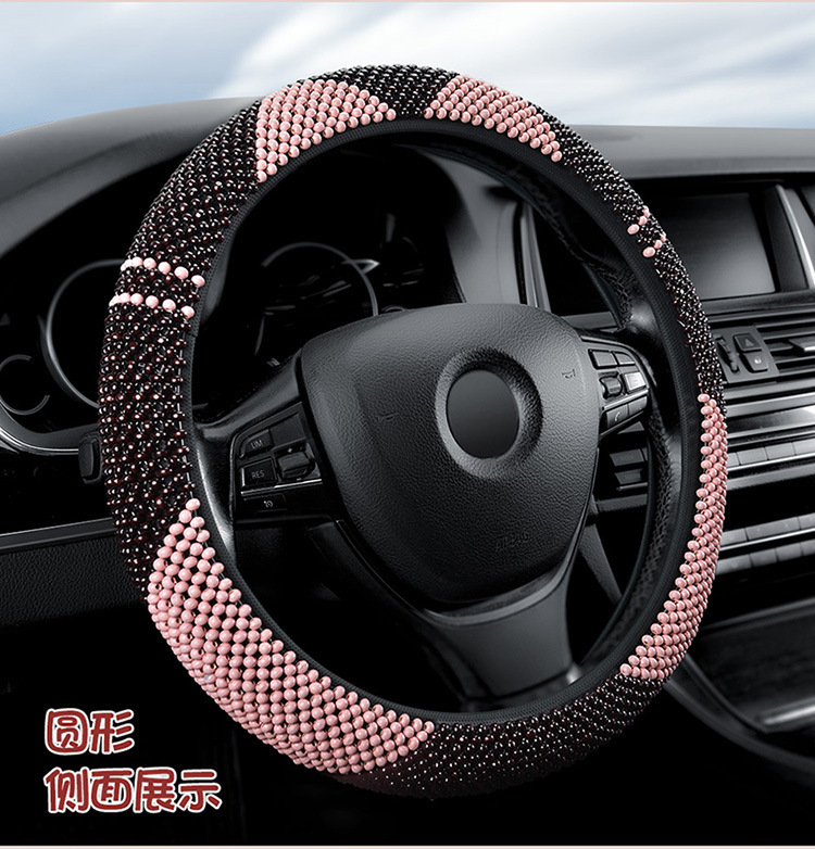 Explosive wholesale wooden beads car steering wheel cover summer breathable ladies four seasons universal beads non-slip sweat absorbent cover
