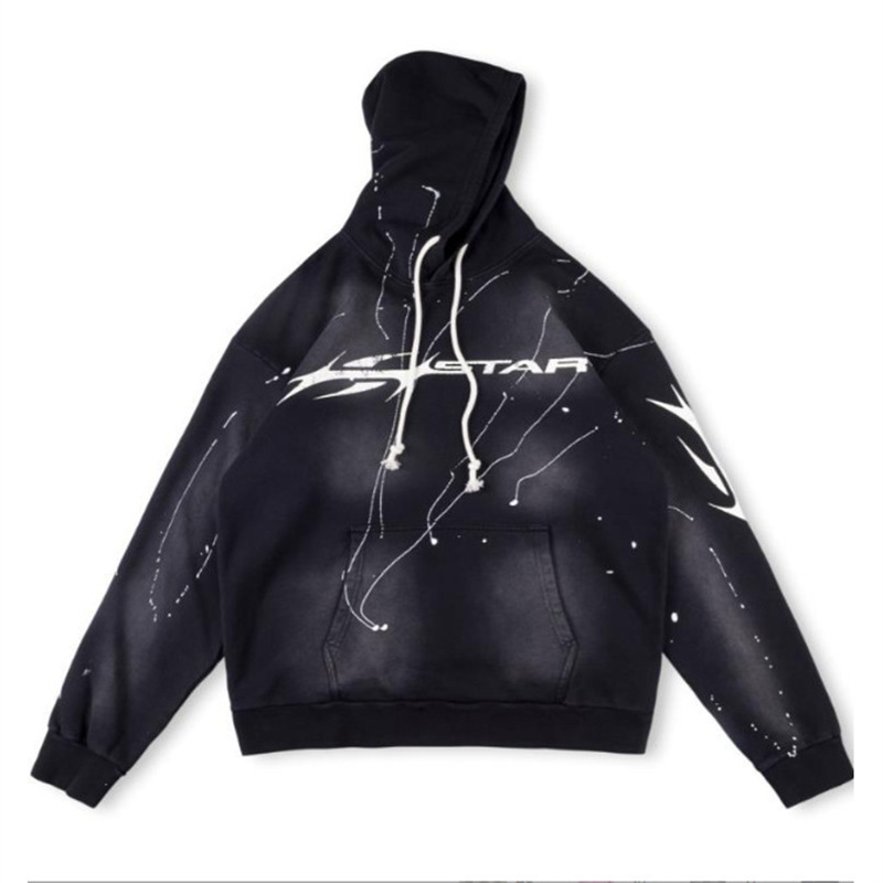 新欧潮牌Hellstar Studios Hoodie拉链洗水做旧连帽卫衣男女同款|undefined