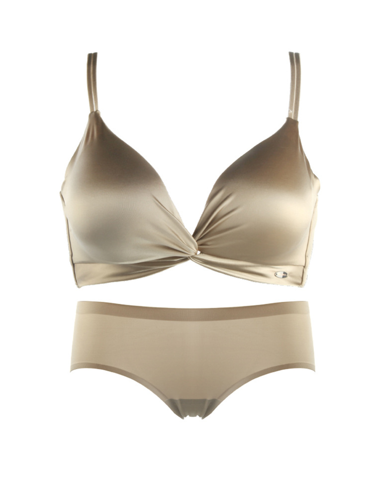 527 ropa interior de verano de las mujeres inalámbrico pequeño pecho push up cruz delgada belleza espalda satén ropa interior ajuste sujetador traje