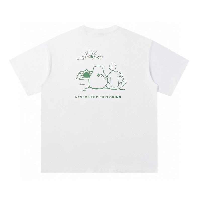 NTノースフェイスの純綿Tシャツの正しいバージョン、男性と女性用、カップル向けの同じスタイル、トレンディなプリント、幅広で多用途、カジュアル半袖|undefined
