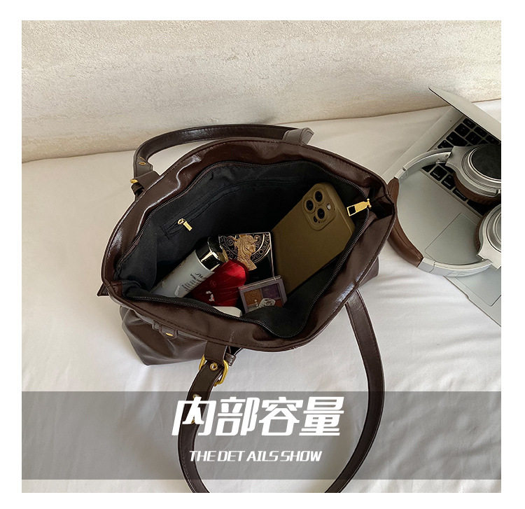 Túi tote nữ khóa cài da PU , túi đeo vai và kẹp nách dung lượng lớn — màu cà phê, màu nâu, đen chi tiết 5