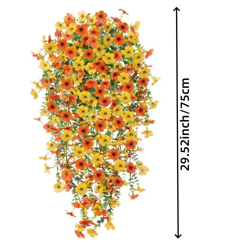 跨境 尤加利紫罗兰绿叶藤条悬挂户外庭院装饰假花仿真花假花厂家